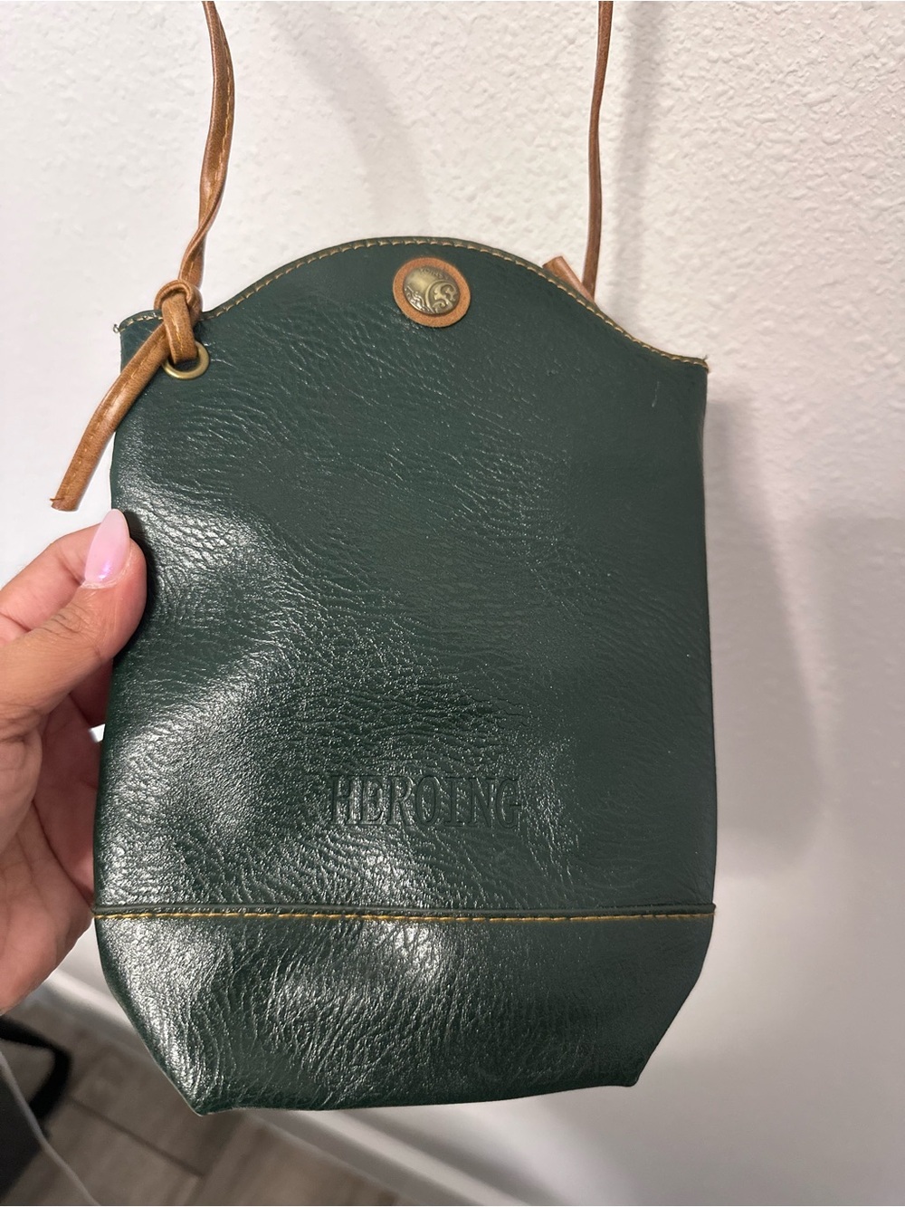 Vintage Heroing Forest Green Genuine Leather Crossbody Bag
